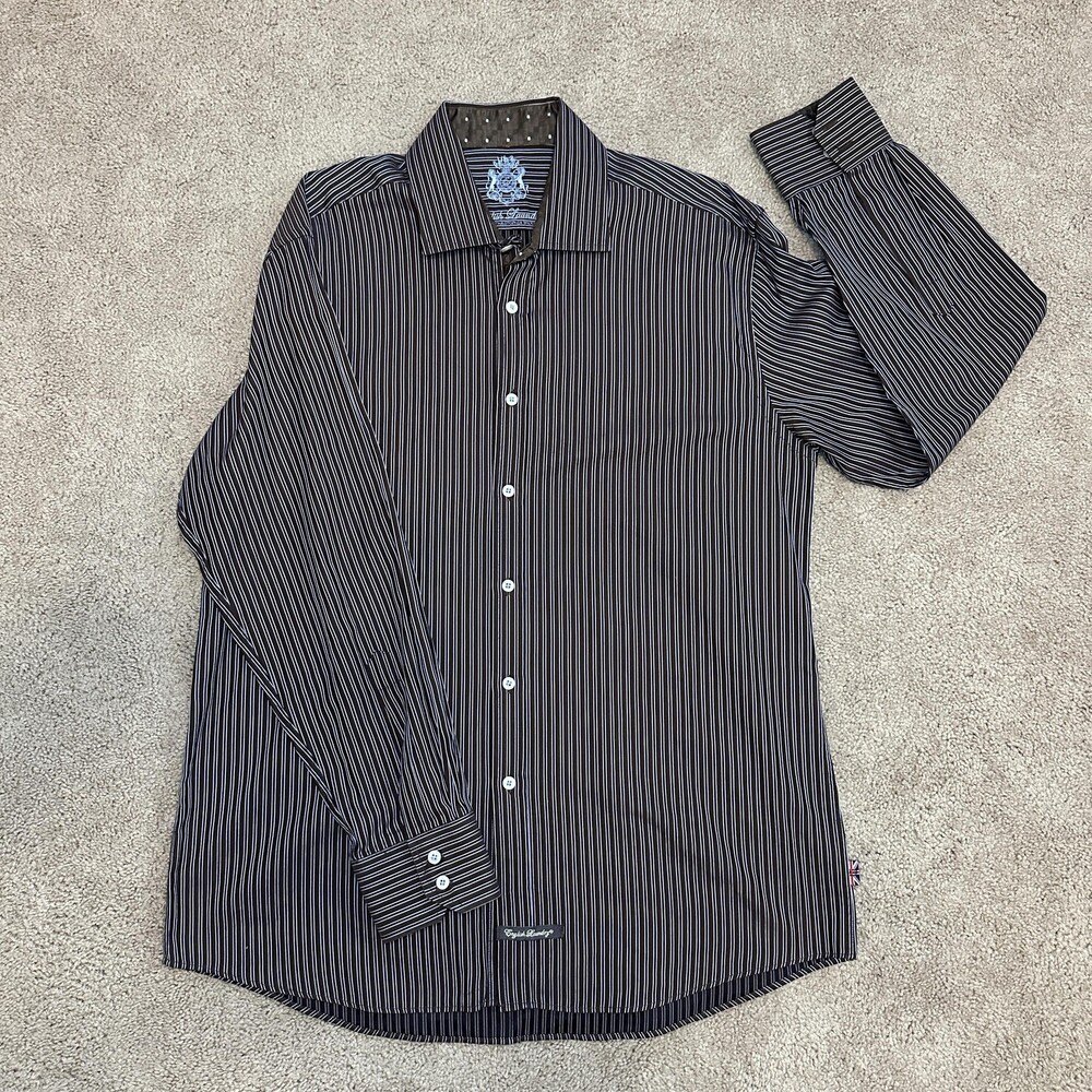 English Laundry Dress Shirt Mens 17 34/35 Brown Pinstripe by Christopher Wicks